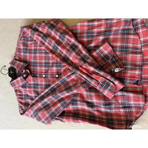 Men's Medium Red Plaid Button-Up Shirt by UNTUCKit